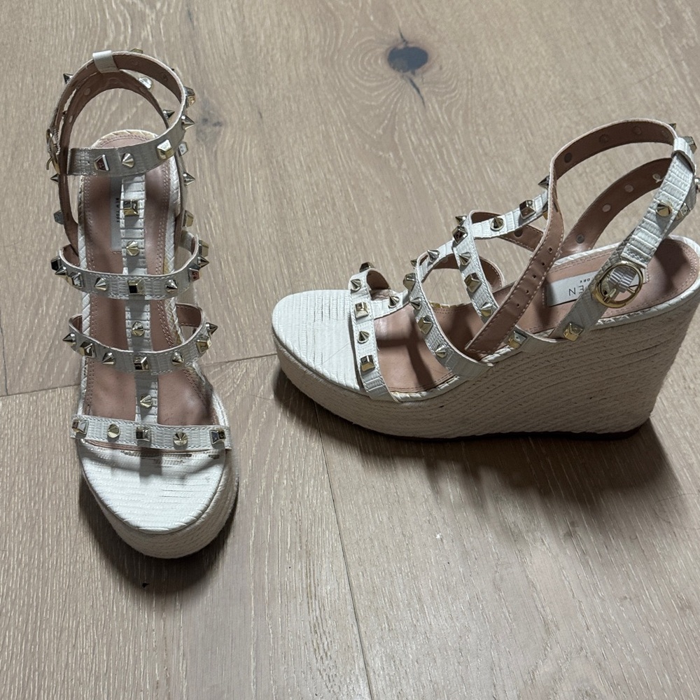 Steven By Steve Madden Cream Studded Wedges